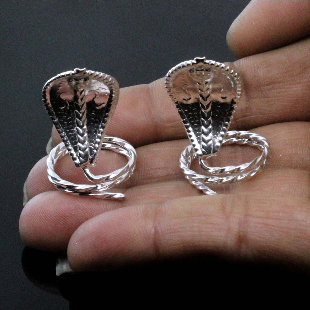 Real Silver Naag Naagin Meditation Pooja Snakes Pair