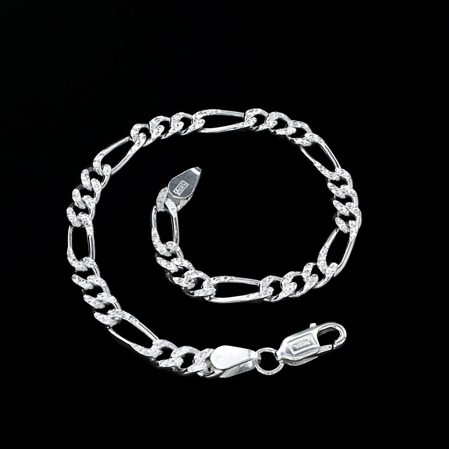 925 Sterling Silver Figaro Link Men's Chain Bracelet 8.5"