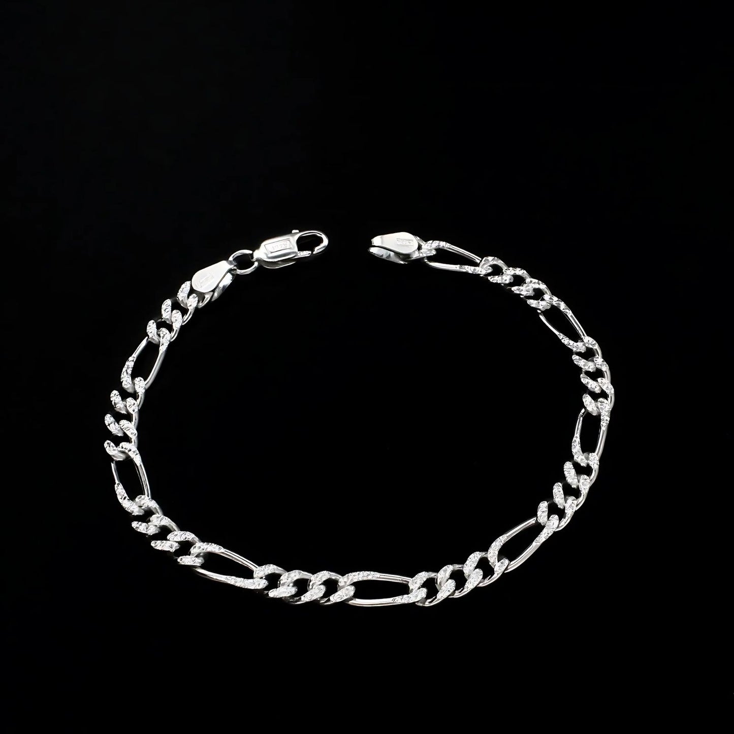 925 Sterling Silver Figaro Link Men's Chain Bracelet 8.5"