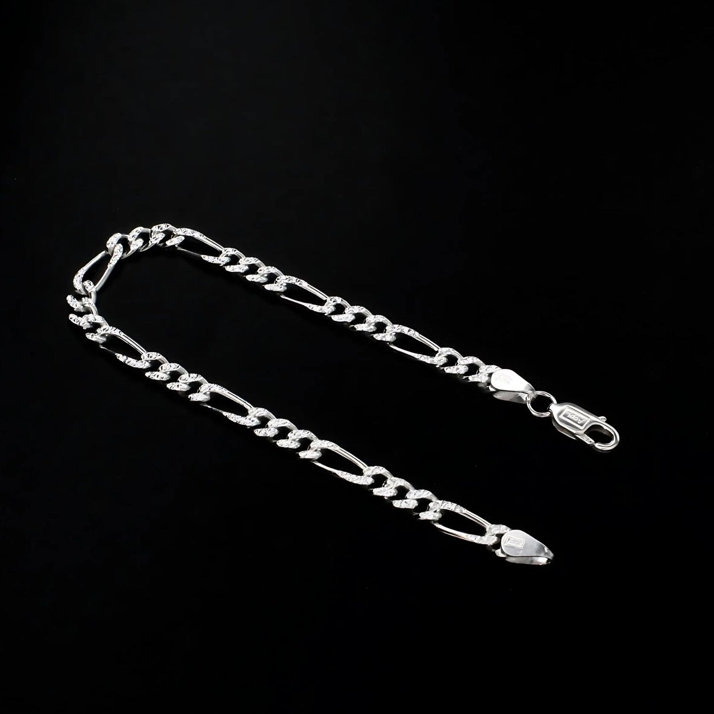 925 Sterling Silver Figaro Link Men's Chain Bracelet 8.5"