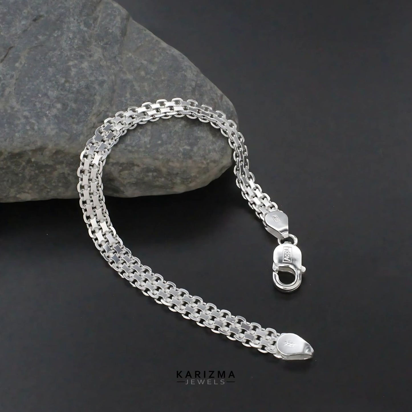 925 Sterling Silver handmade Men's Popcorn Chain Bracelet 8.5"