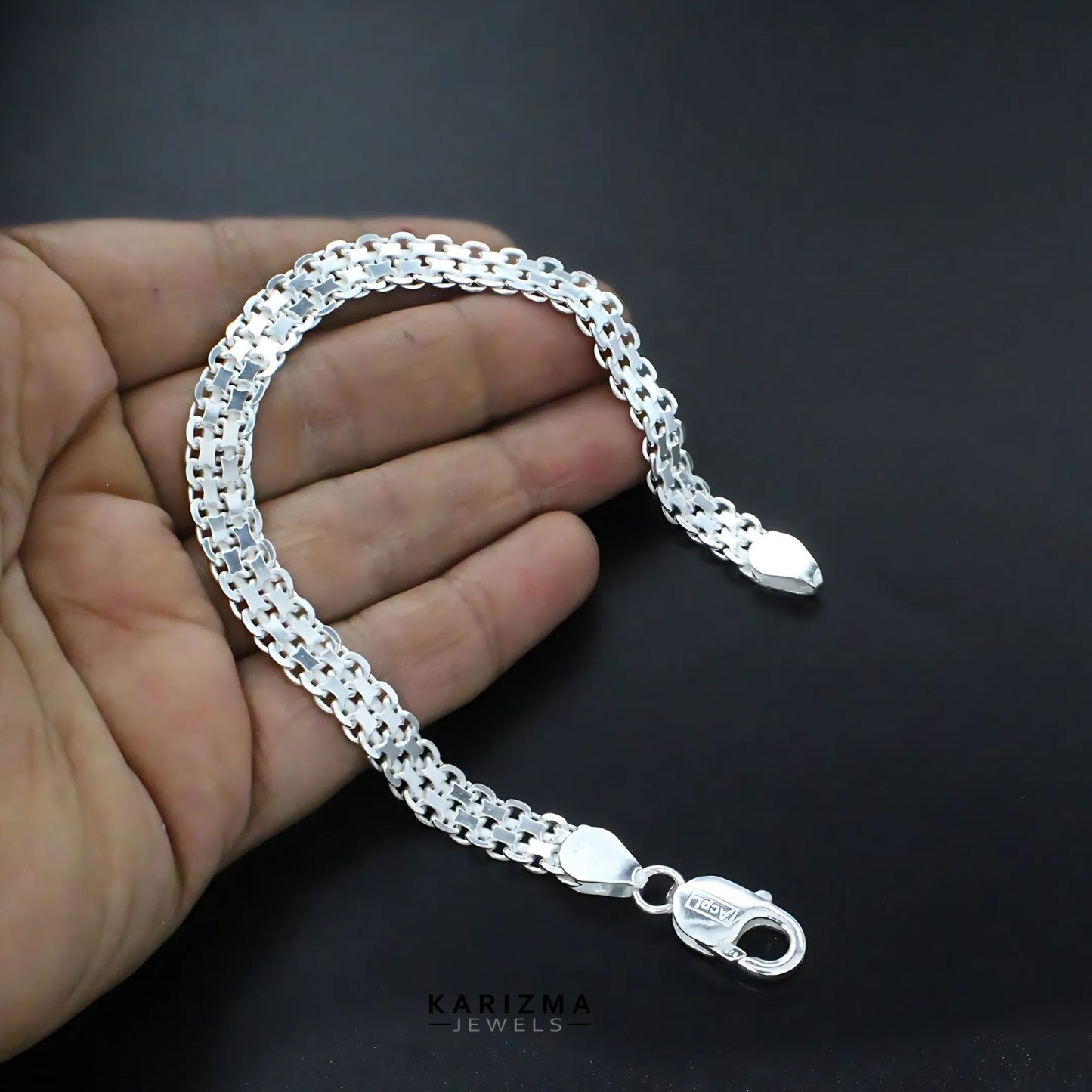 925 Sterling Silver handmade Men's Popcorn Chain Bracelet 8.5"