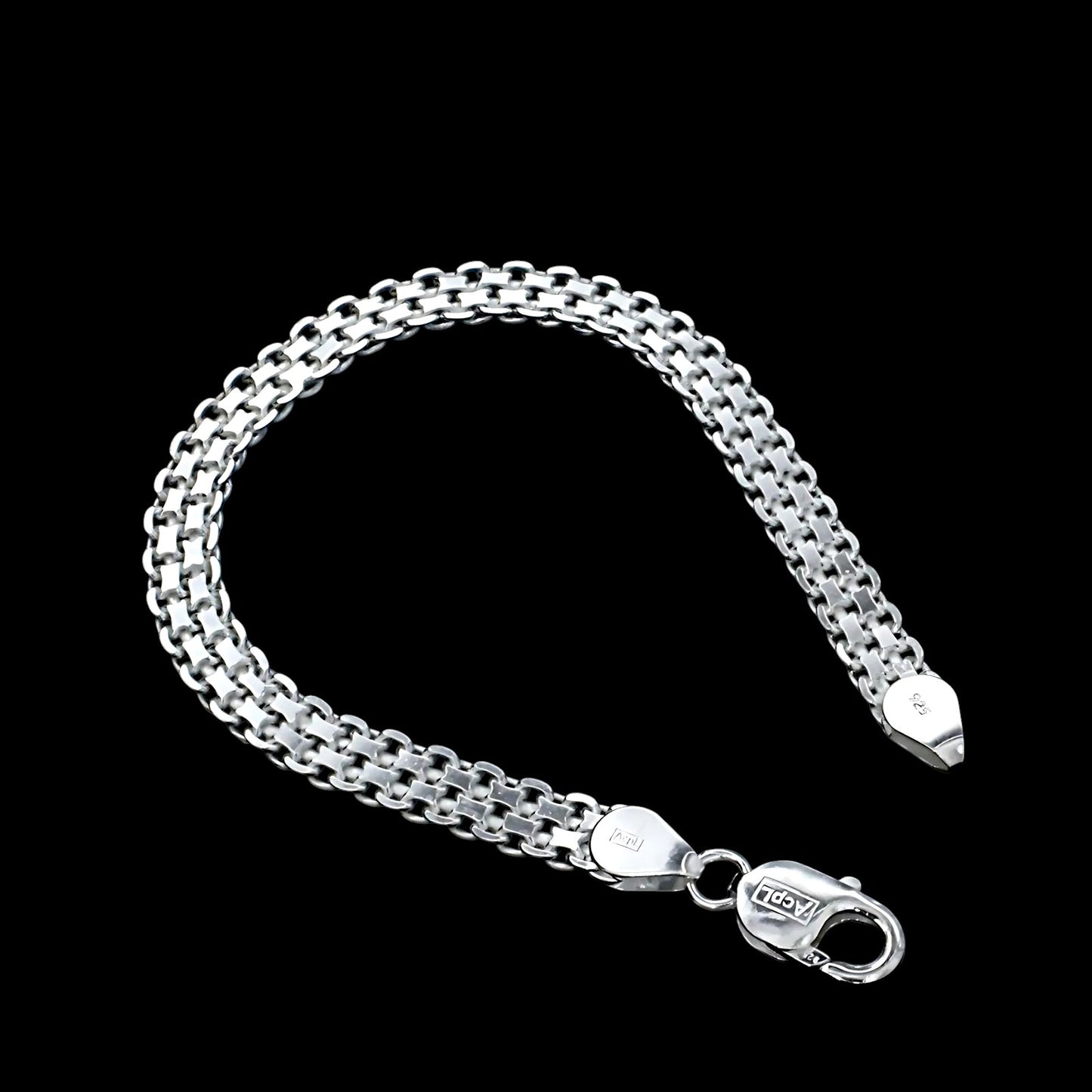925 Sterling Silver handmade Men's Popcorn Chain Bracelet 8.5"