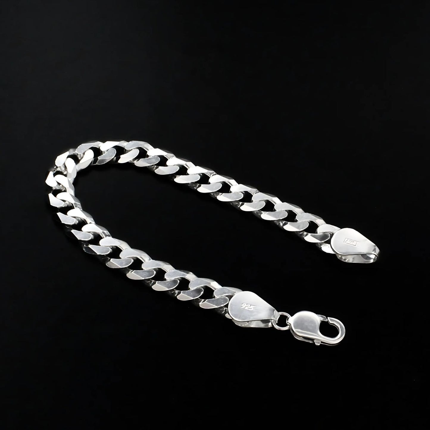 925 Sterling Silver Cuban Link Men's Chain Bracelet 8.5"
