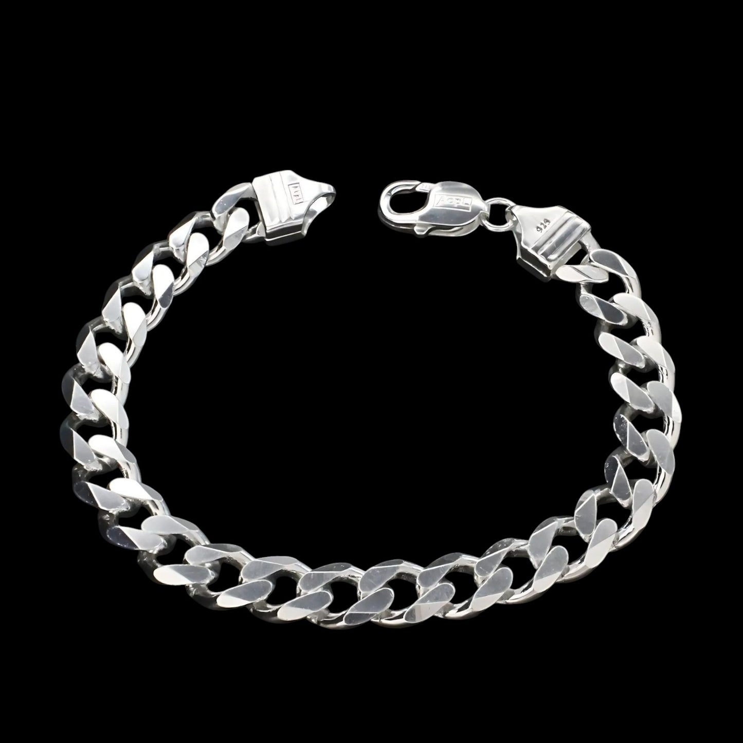 Real Silver curb Link Men's Bracelet