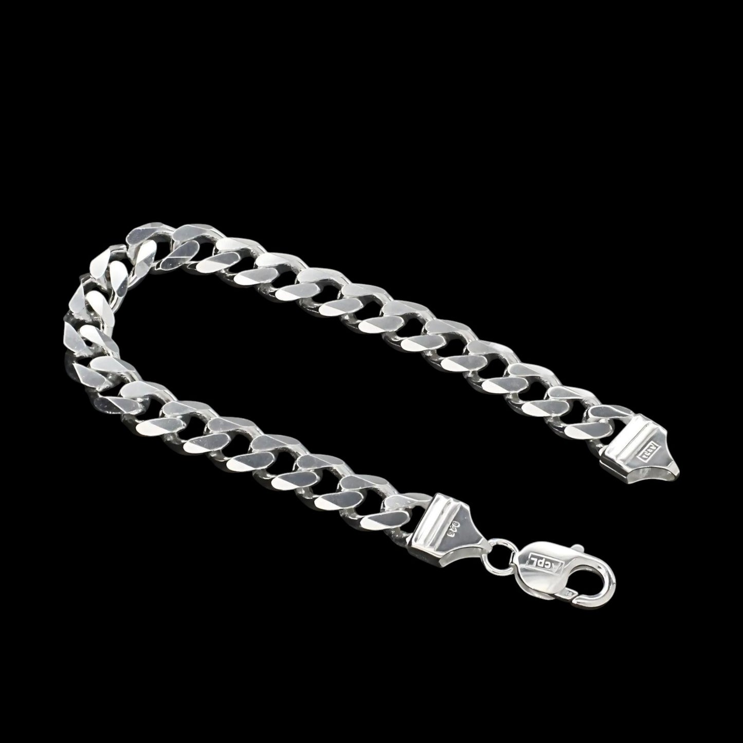 Real Silver curb Link Men's Bracelet