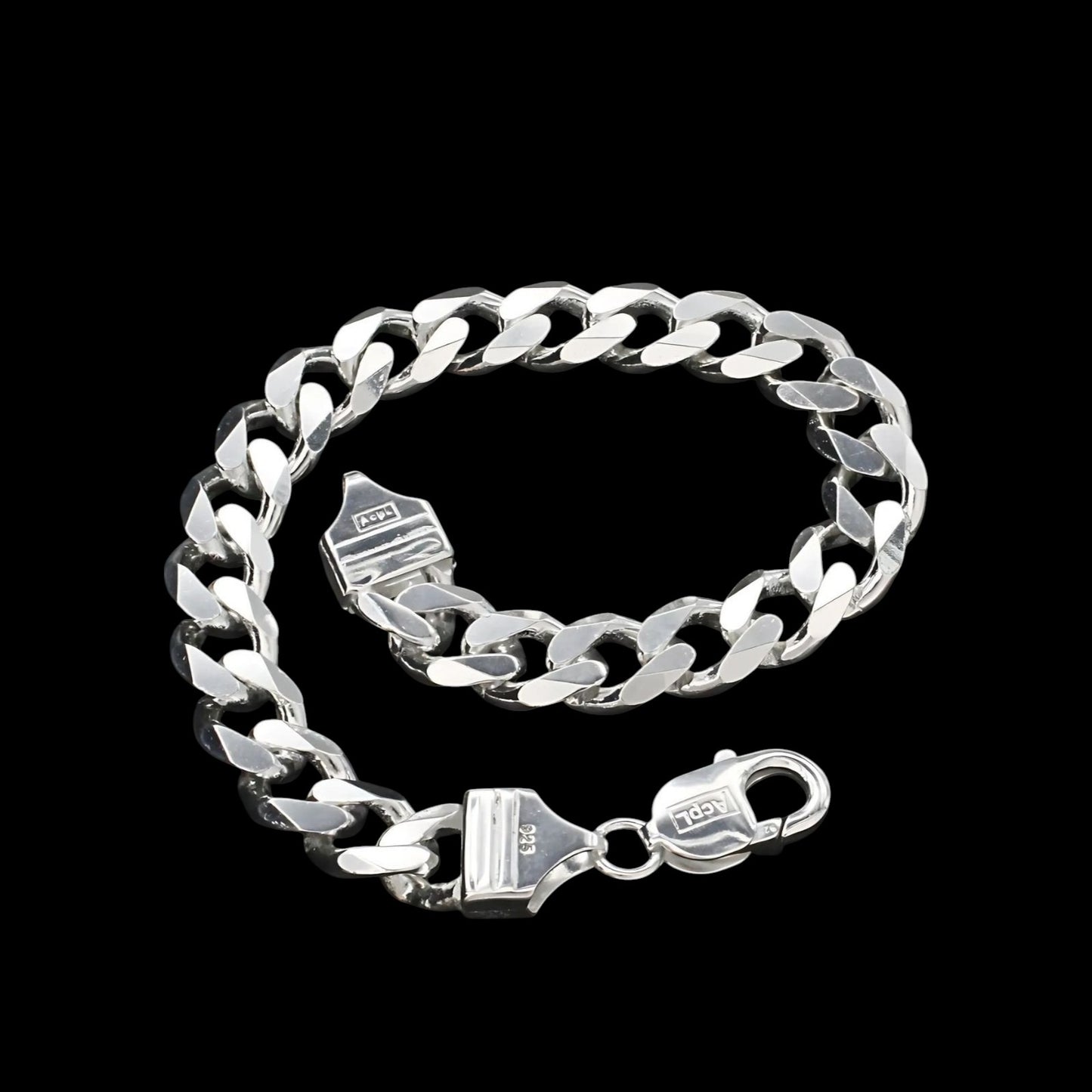 Real Silver curb Link Men's Bracelet