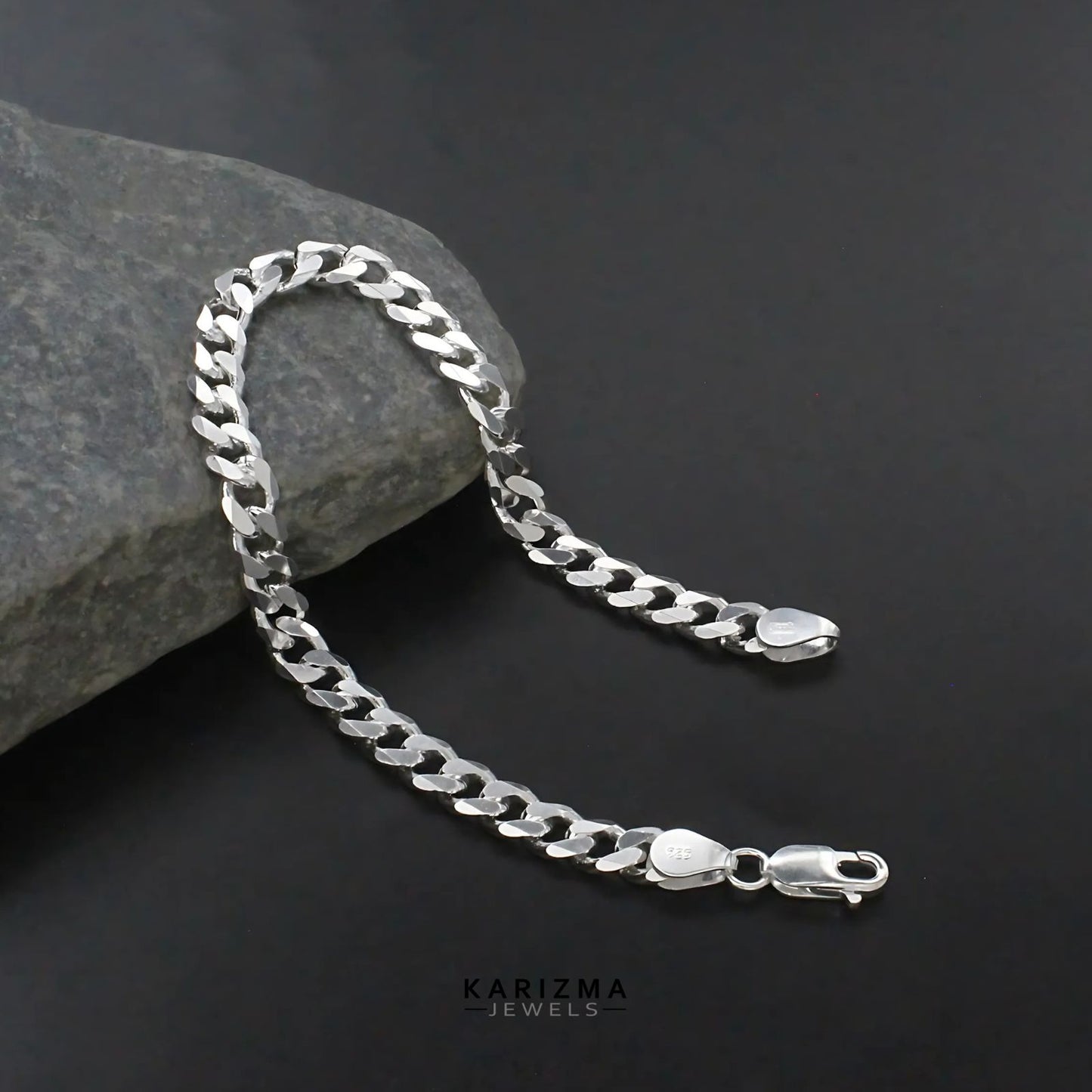 925 Sterling Silver amazing Cuban Link Men's Chain Bracelet 8.5"