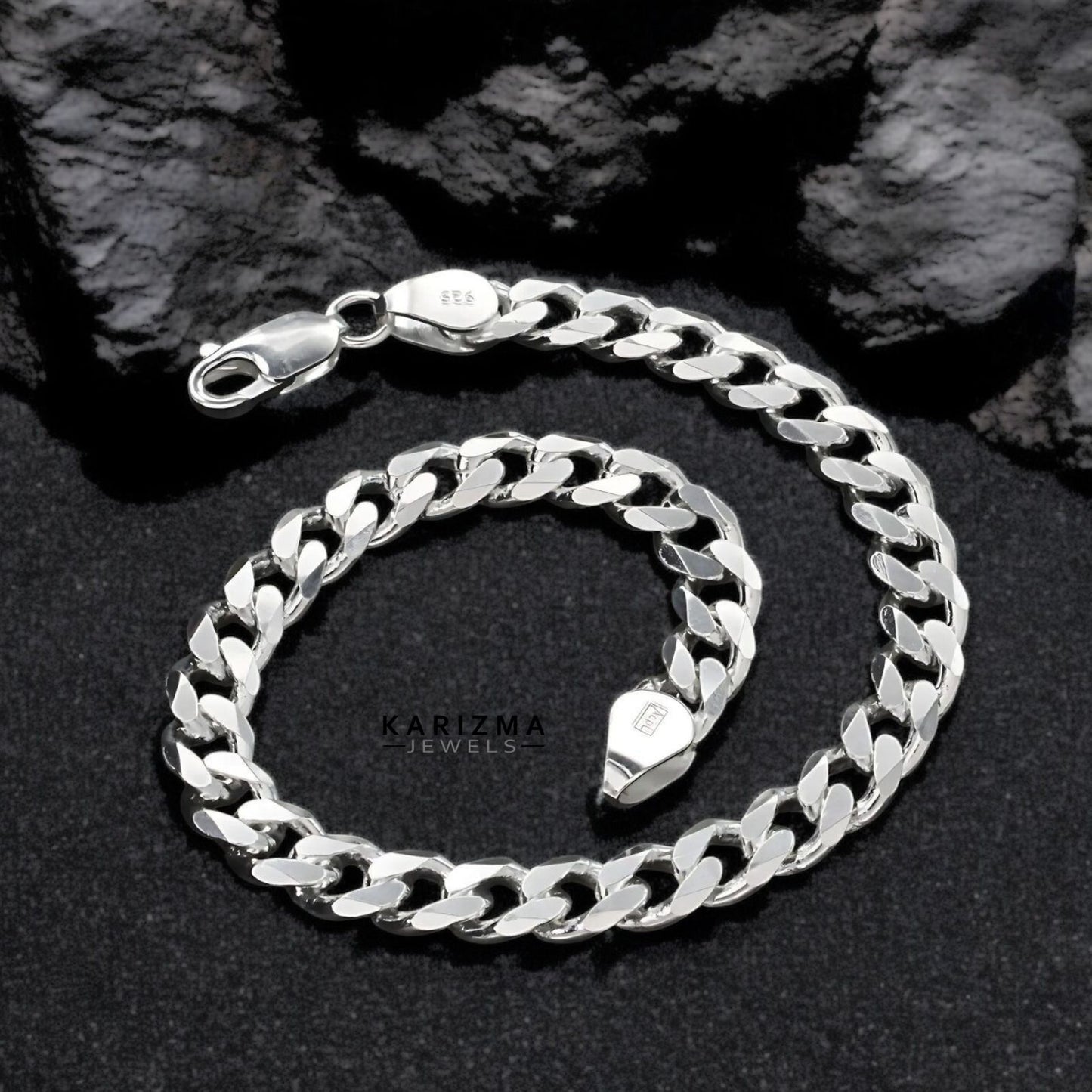 925 Sterling Silver amazing Cuban Link Men's Chain Bracelet 8.5"