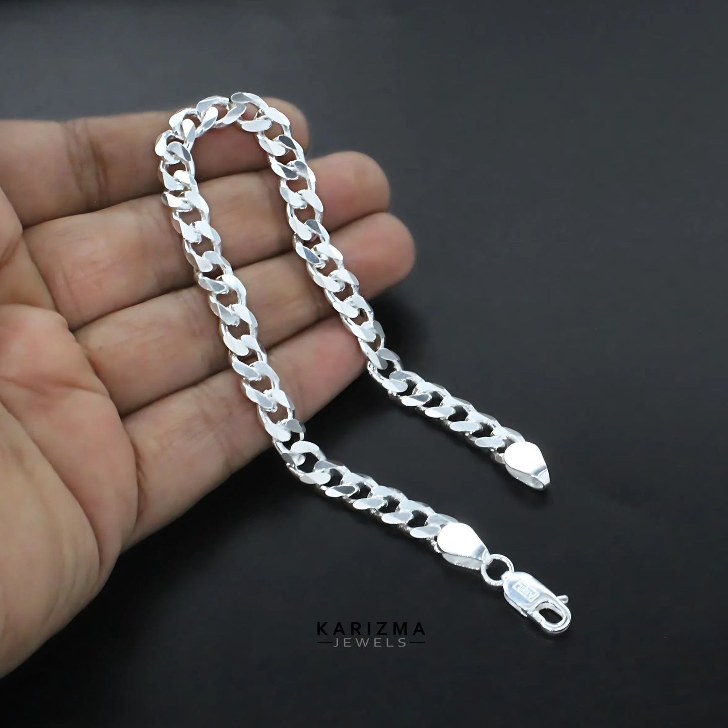 925 Sterling Silver amazing Cuban Link Men's Chain Bracelet 8.5"