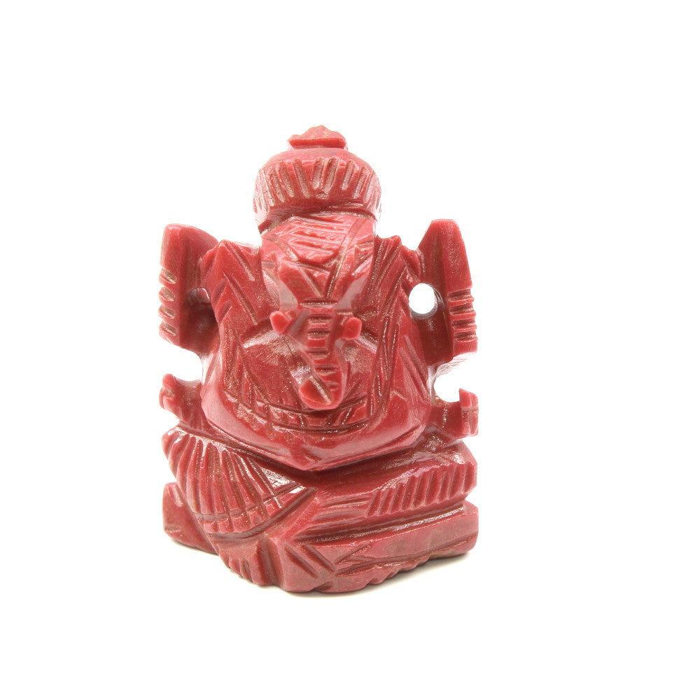 Red Coral Carved Lord Ganesha God Statue Idol Religious