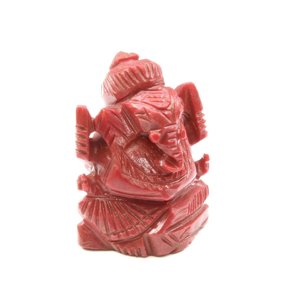Red Coral Carved Lord Ganesha God Statue Idol Religious