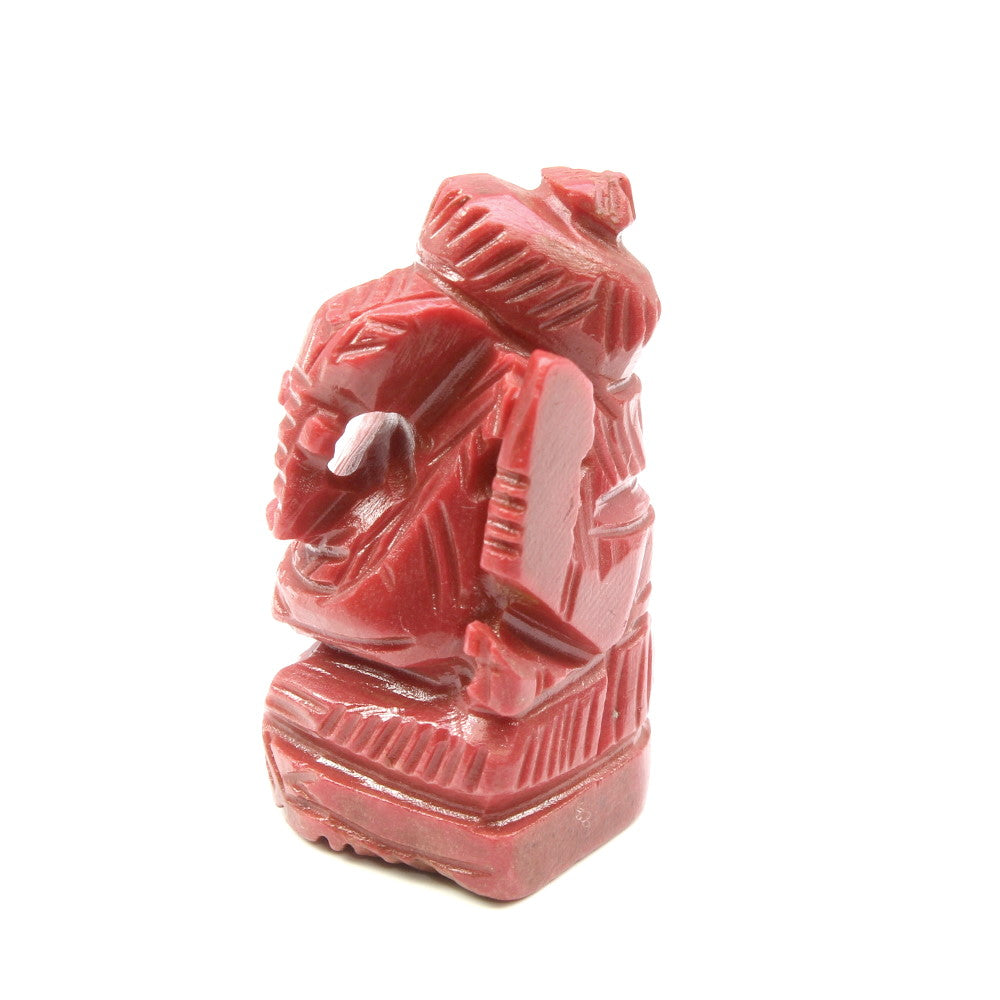 Red Coral Carved Lord Ganesha God Statue Idol Religious
