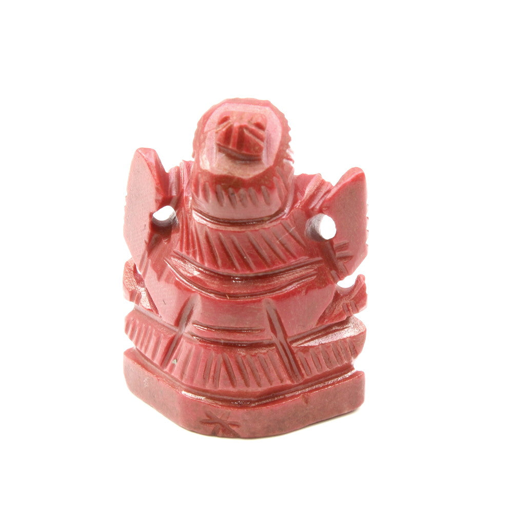 Red Coral Carved Lord Ganesha God Statue Idol Religious