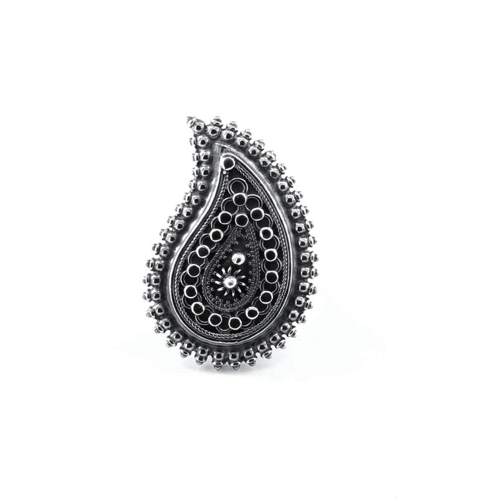 925 Sterling Silver Women Oxidized Leaf Finger Ring