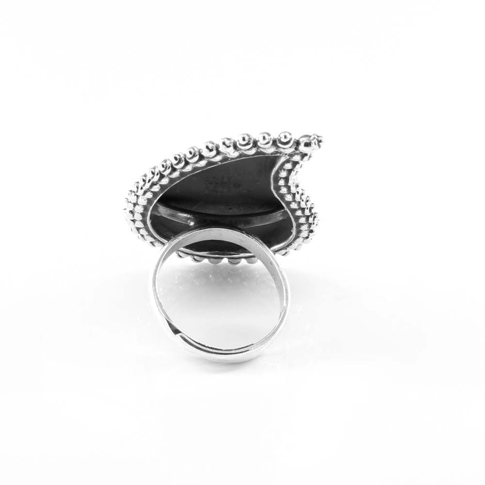 925 Sterling Silver Women Oxidized Leaf Finger Ring