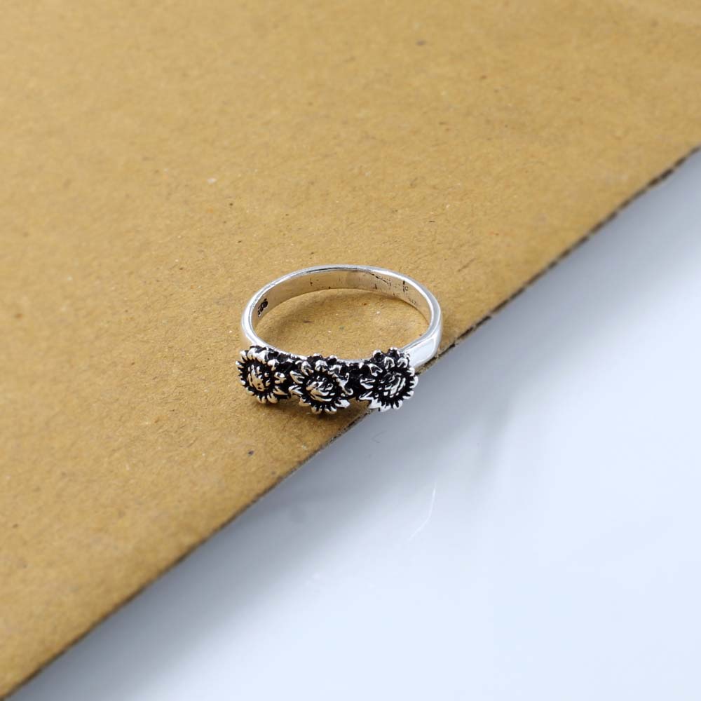 Real 925 Sterling Silver Oxidized Women's ring