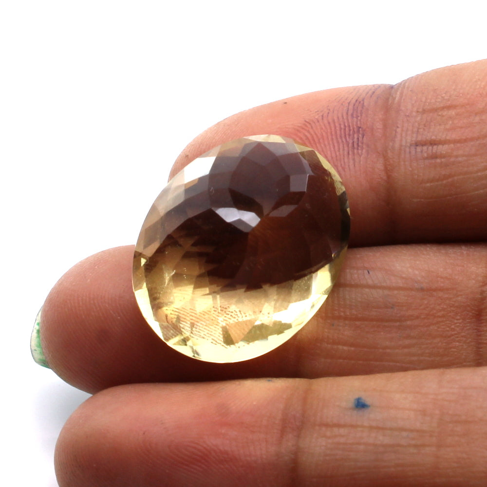 26.7Ct A+ NATURAL Lemon Quartz Oval Faceted Gemstone