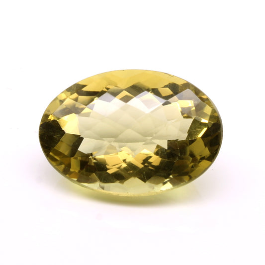 20.5Ct A+ NATURAL Lemon Quartz Oval Checker Faceted Gemstone
