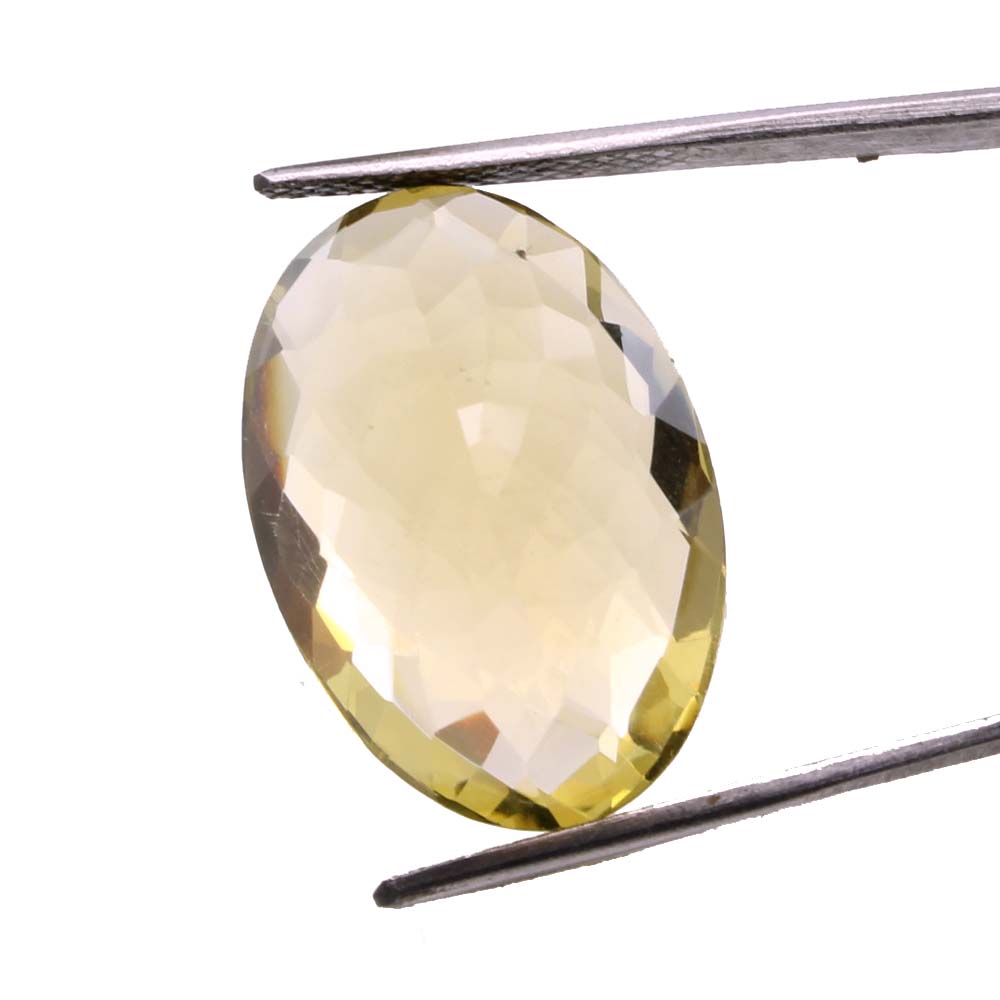 20.5Ct A+ NATURAL Lemon Quartz Oval Checker Faceted Gemstone