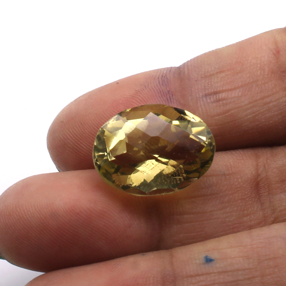 15Ct A+ NATURAL Lemon Quartz Oval Cut Faceted Gemstone