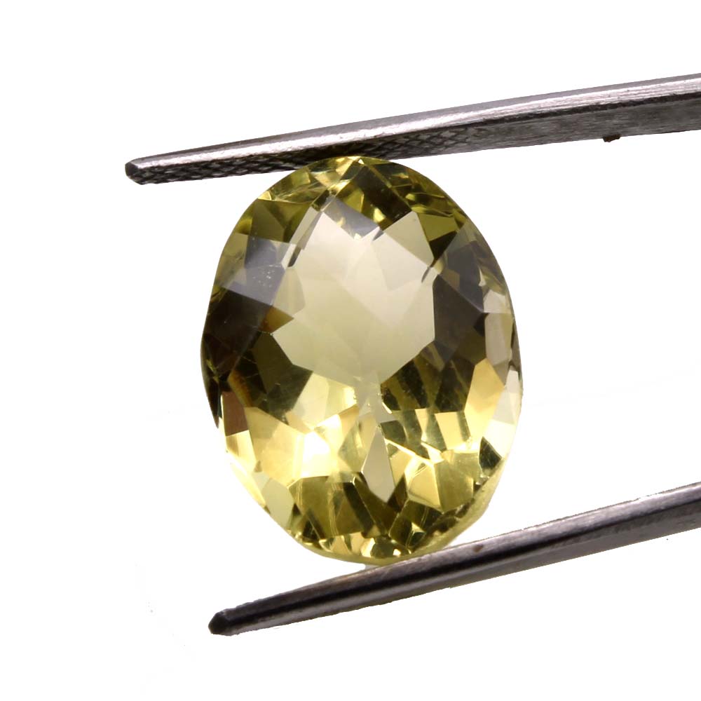 15Ct A+ NATURAL Lemon Quartz Oval Cut Faceted Gemstone