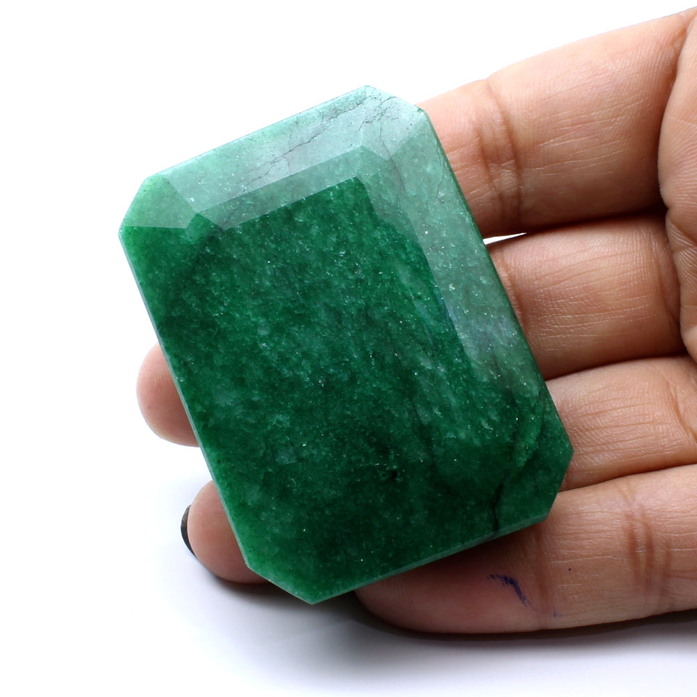 330.3Ct Natural Green Emerald Rectangle Cut Faceted Gemstone