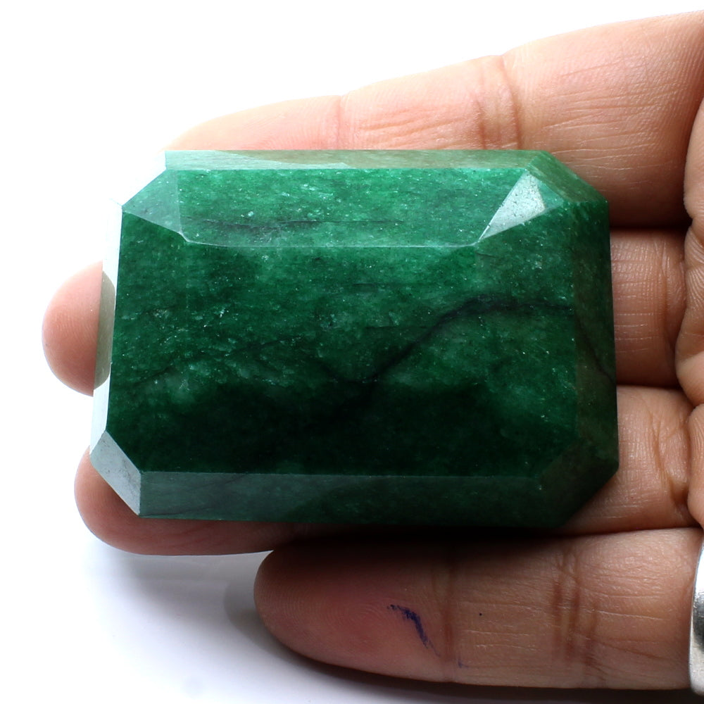 330.3Ct Natural Green Emerald Rectangle Cut Faceted Gemstone