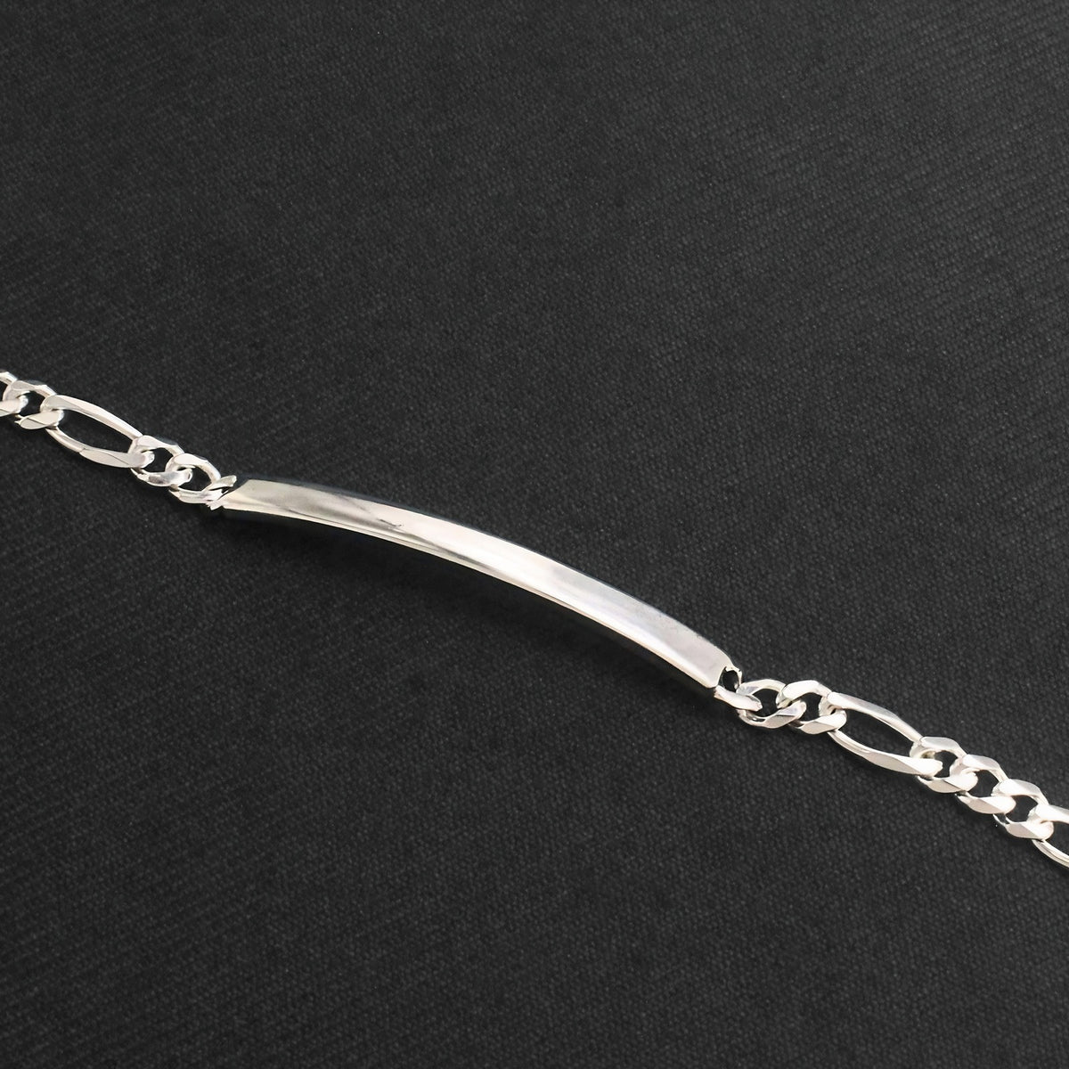Premium 925 Sterling Silver Men's Figaro ID Chain Bracelet