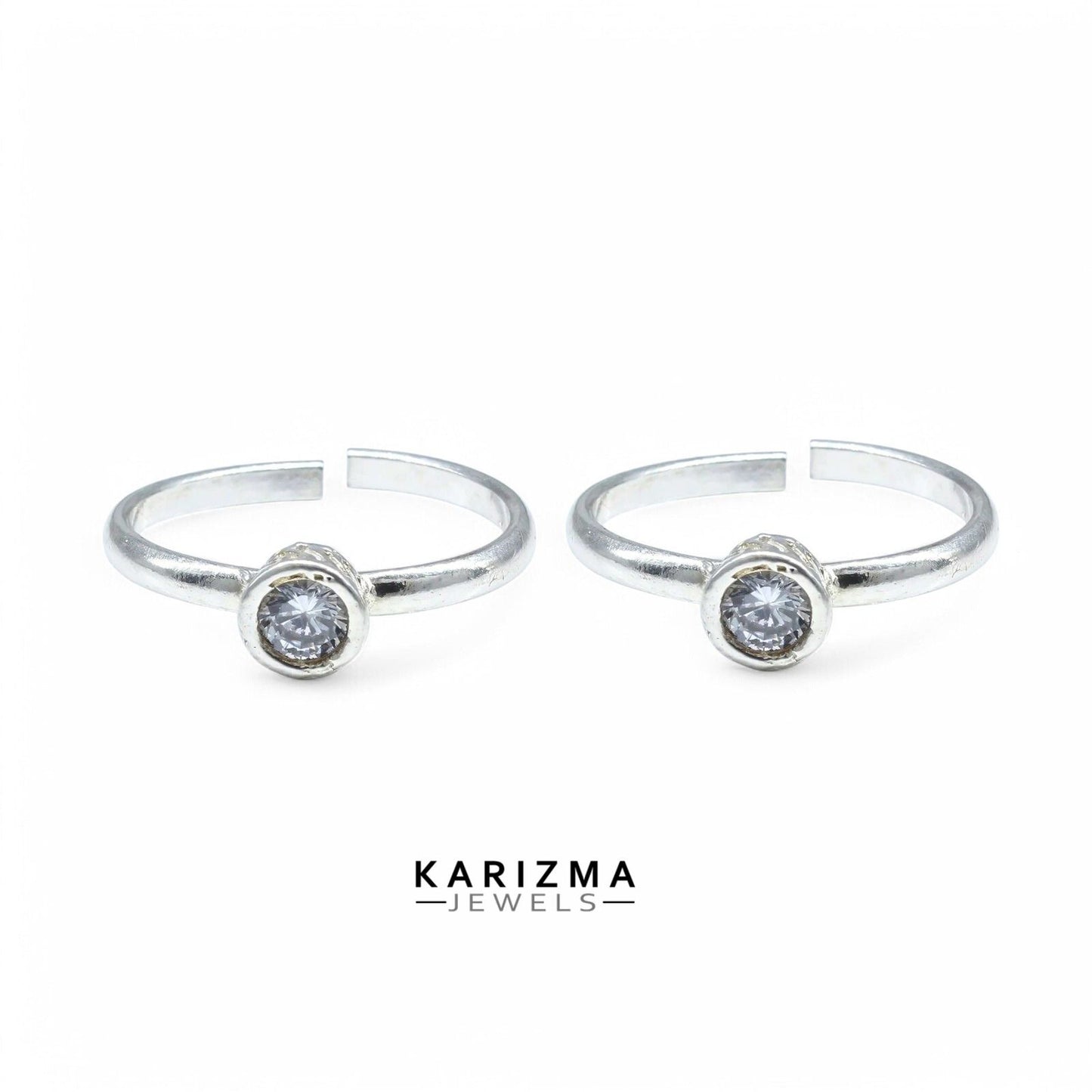 925 Real Sterling Silver White CZ women daily wear Toe Ring - Pair