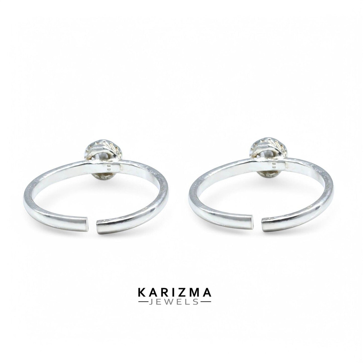 925 Real Sterling Silver White CZ women daily wear Toe Ring - Pair