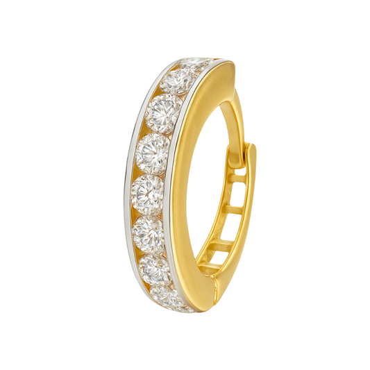 18K Real Gold Nose ring White CZ Clicker Nose Hoop Ring 20g