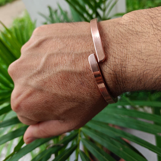 Pure Copper Men's Solid Adjustable cuff bracelet Kada
