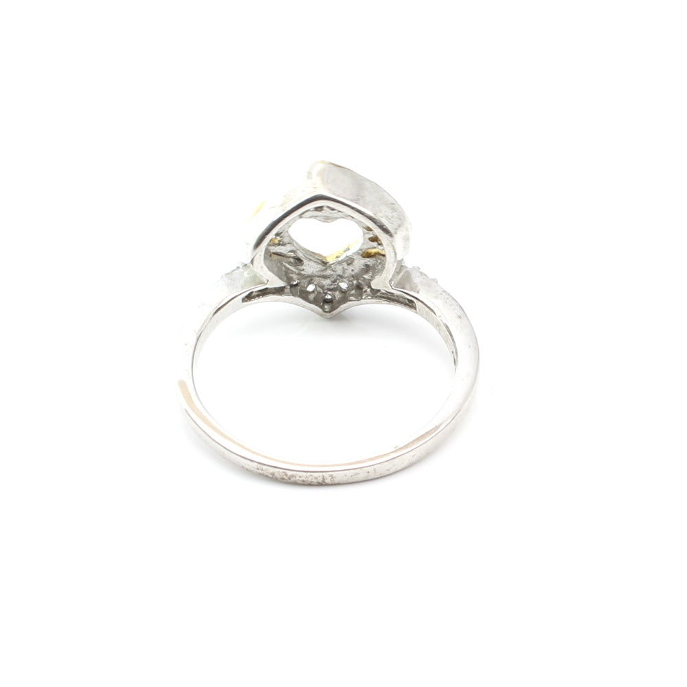 Two tone 925 Sterling Silver CZ women finger ring