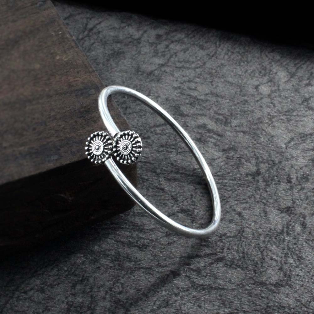 Real 925 Silver Oxidized Bracelet Bangle - Single