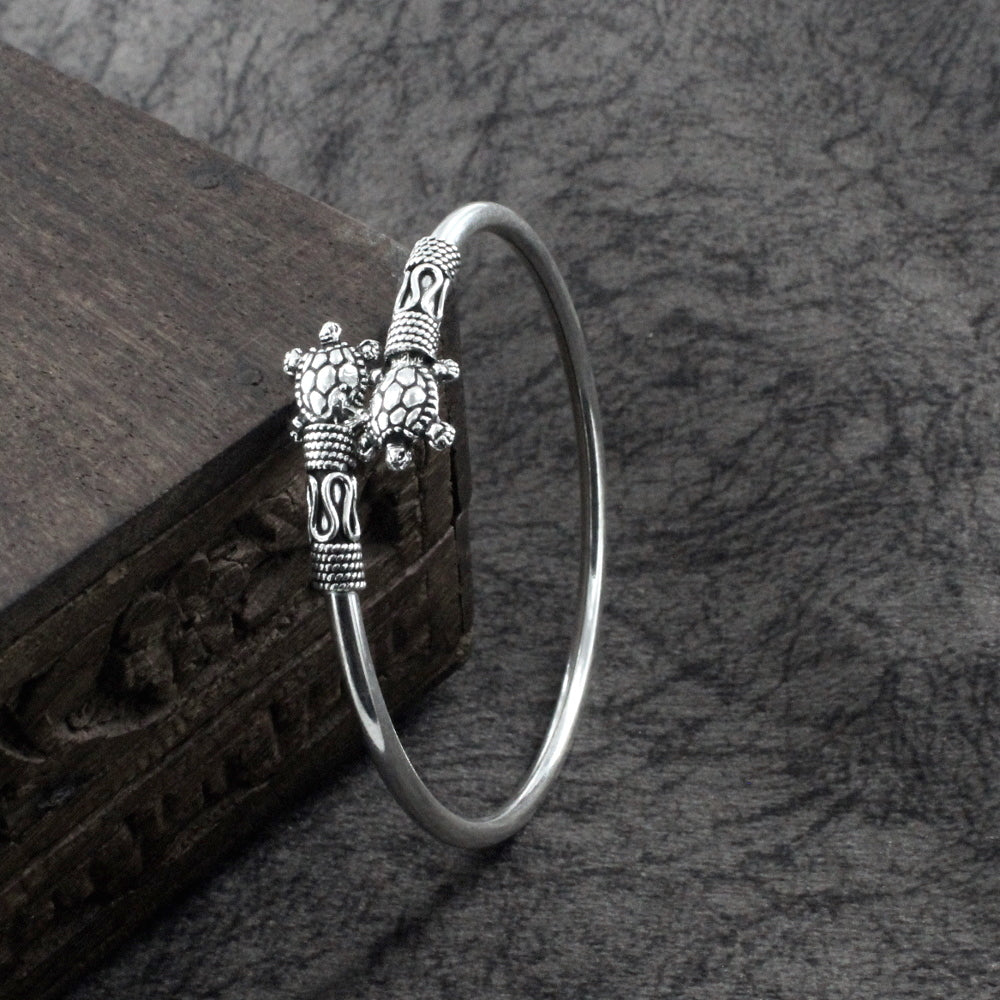 Pure 925 Silver Oxidized Bracelet Bangle - Single