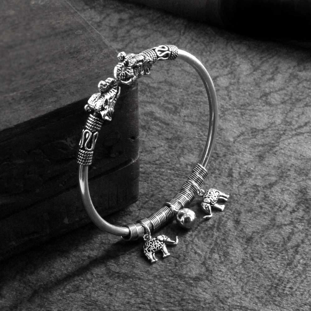 Real 925 Sterling Silver Oxidized Bracelet Bangle - Single