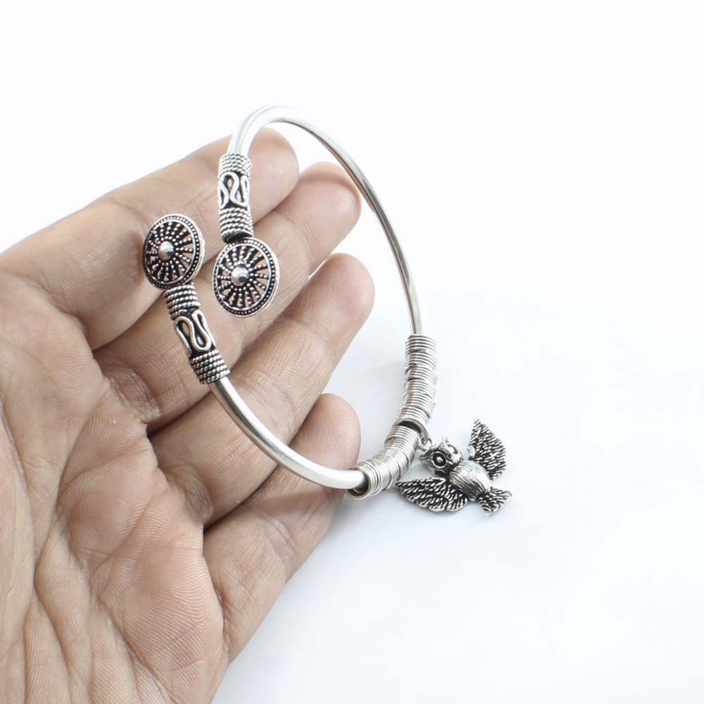 Cute Real 925 Silver Oxidized Bracelet Bangle - Single