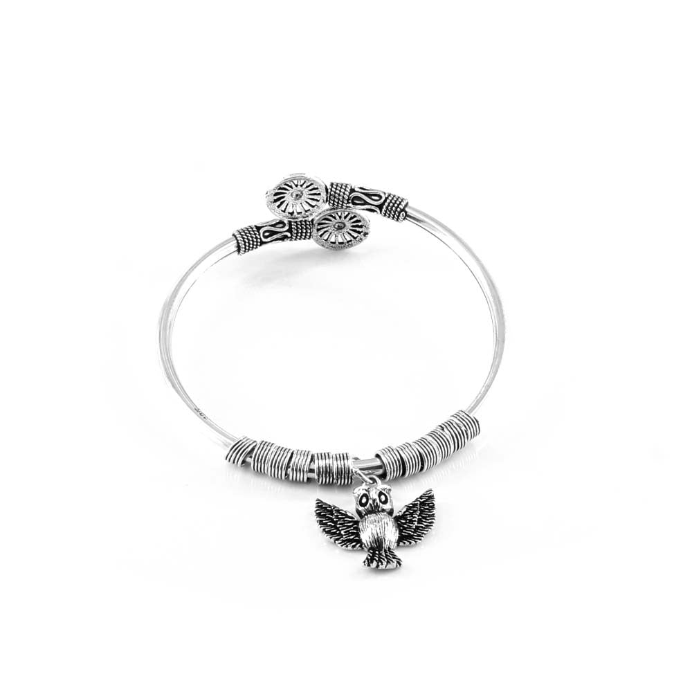 Cute Real 925 Silver Oxidized Bracelet Bangle - Single