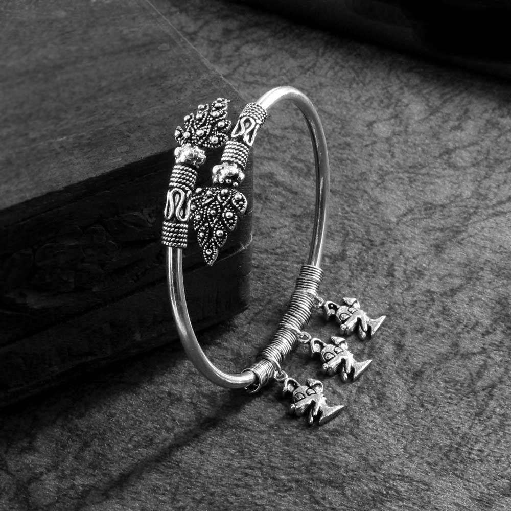 Real Silver Oxidized Indian Bracelet Bangle - Single