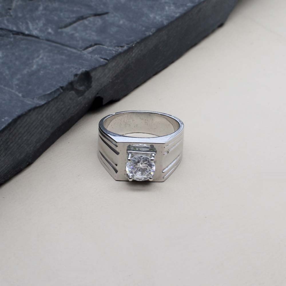 Sterling Silver Men's Ring Platinum Finish