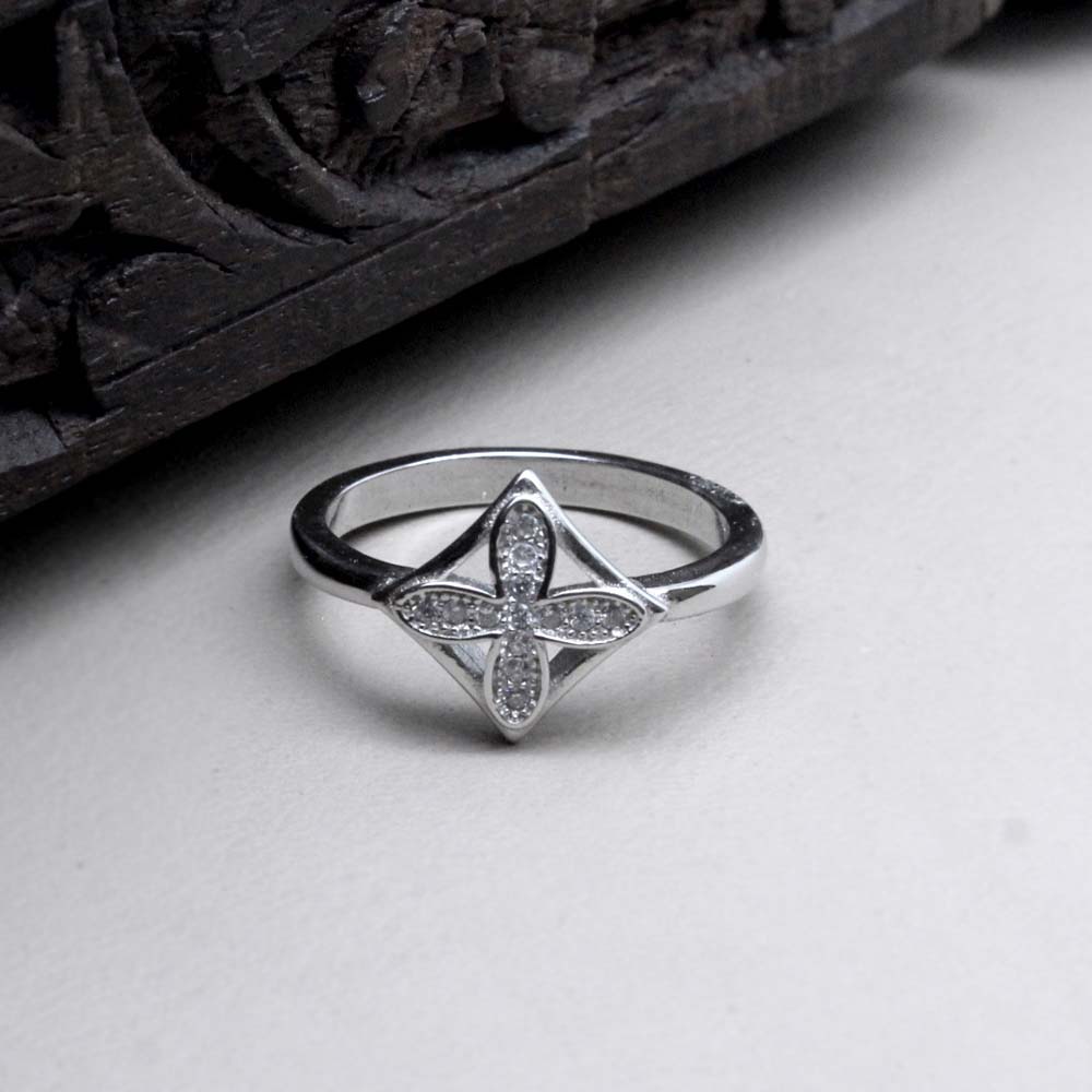 Real Sterling Silver Ring Platinum Finish