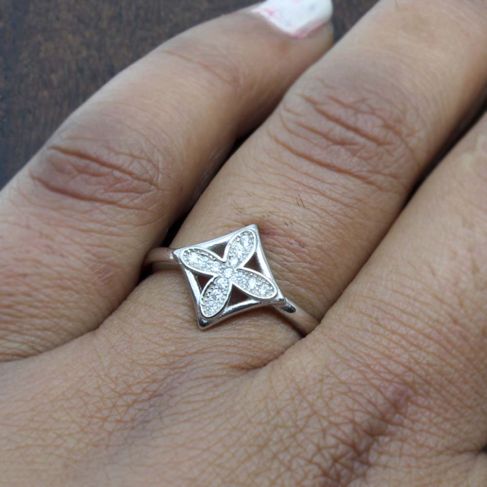 Real Sterling Silver Ring Platinum Finish