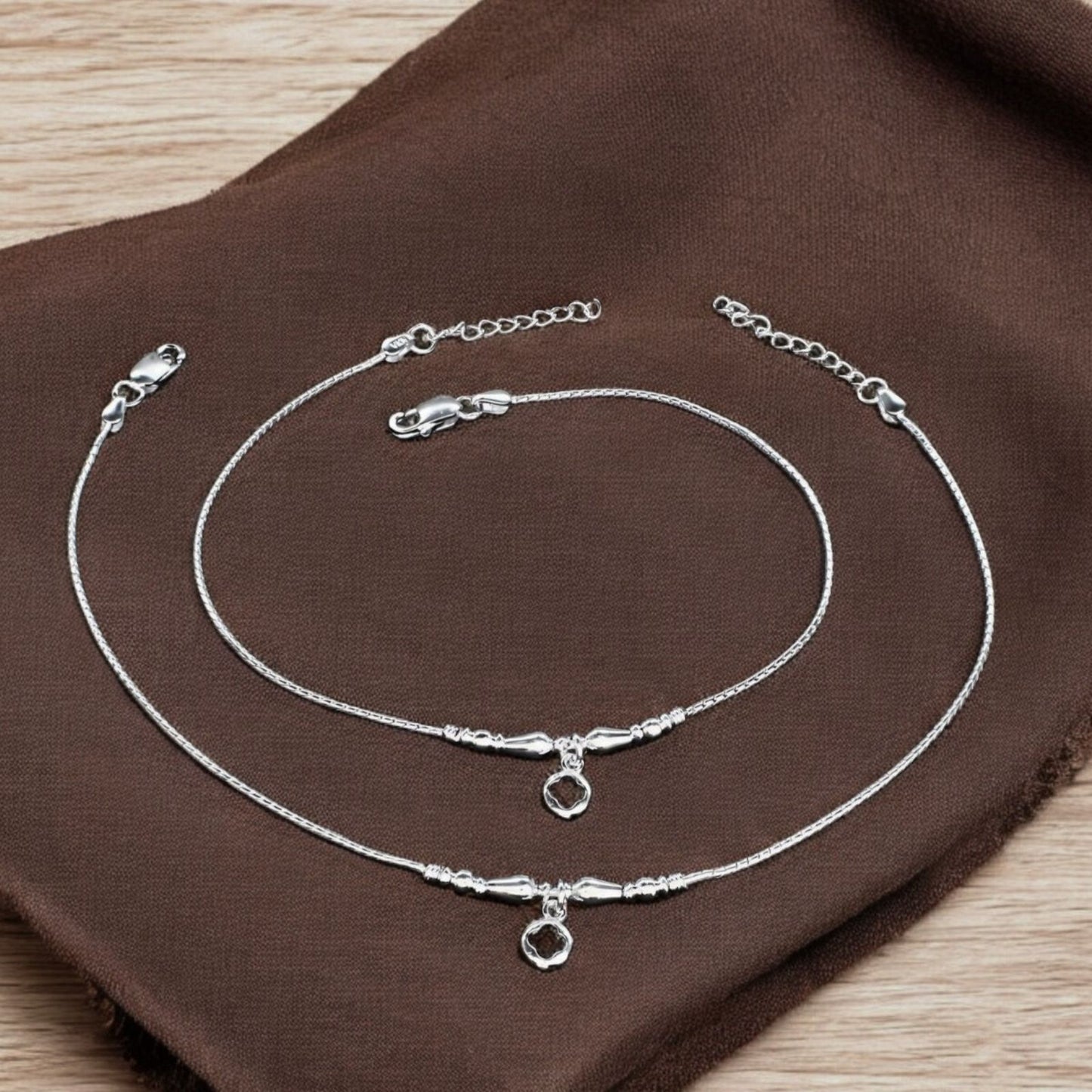 Real Silver daily stylish Anklet ghungroo payal Pair 10.5"