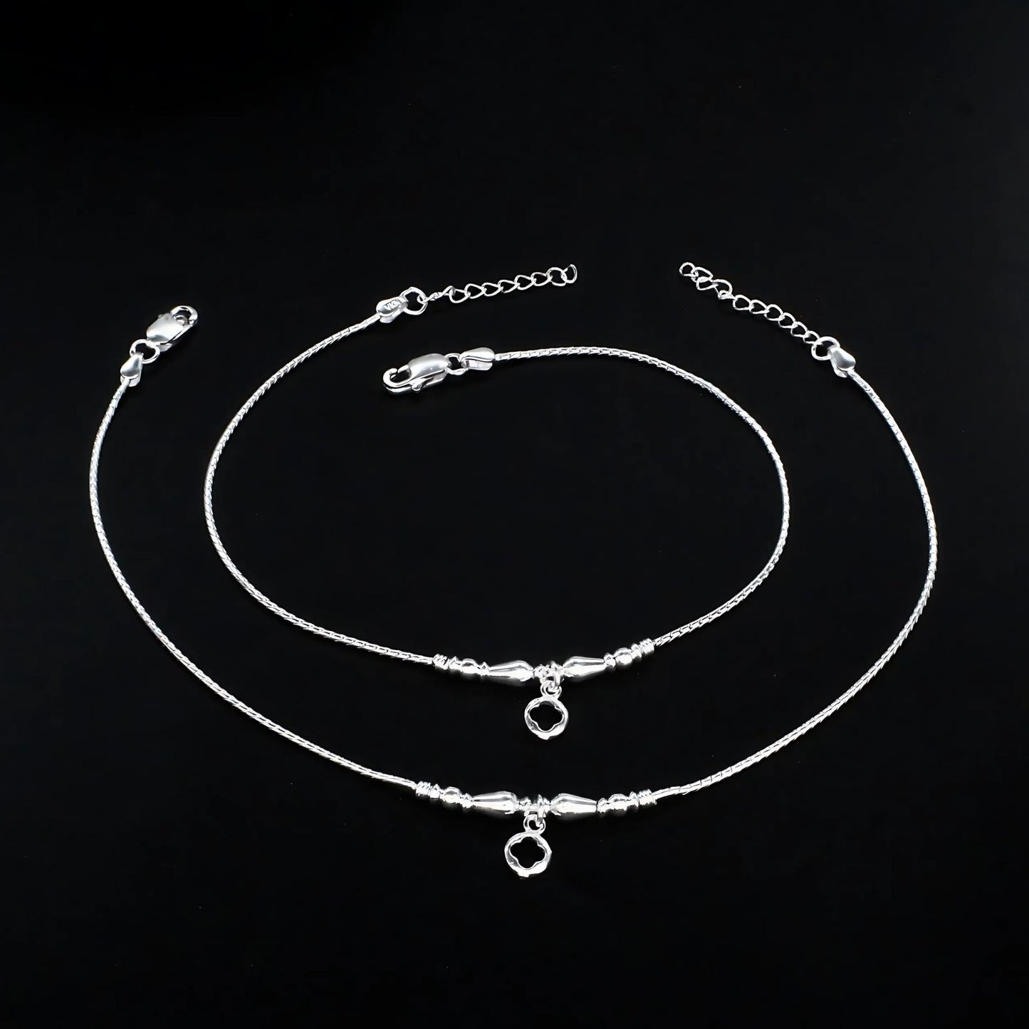 Real Silver daily stylish Anklet ghungroo payal Pair 10.5"