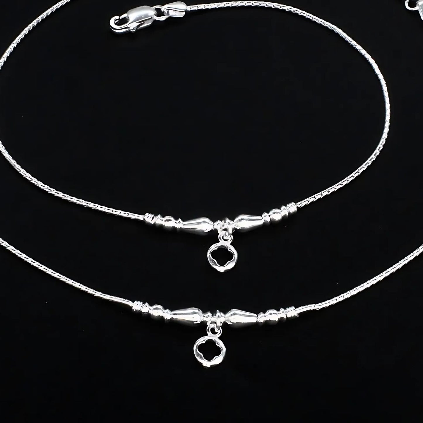 Real Silver daily stylish Anklet ghungroo payal Pair 10.5"