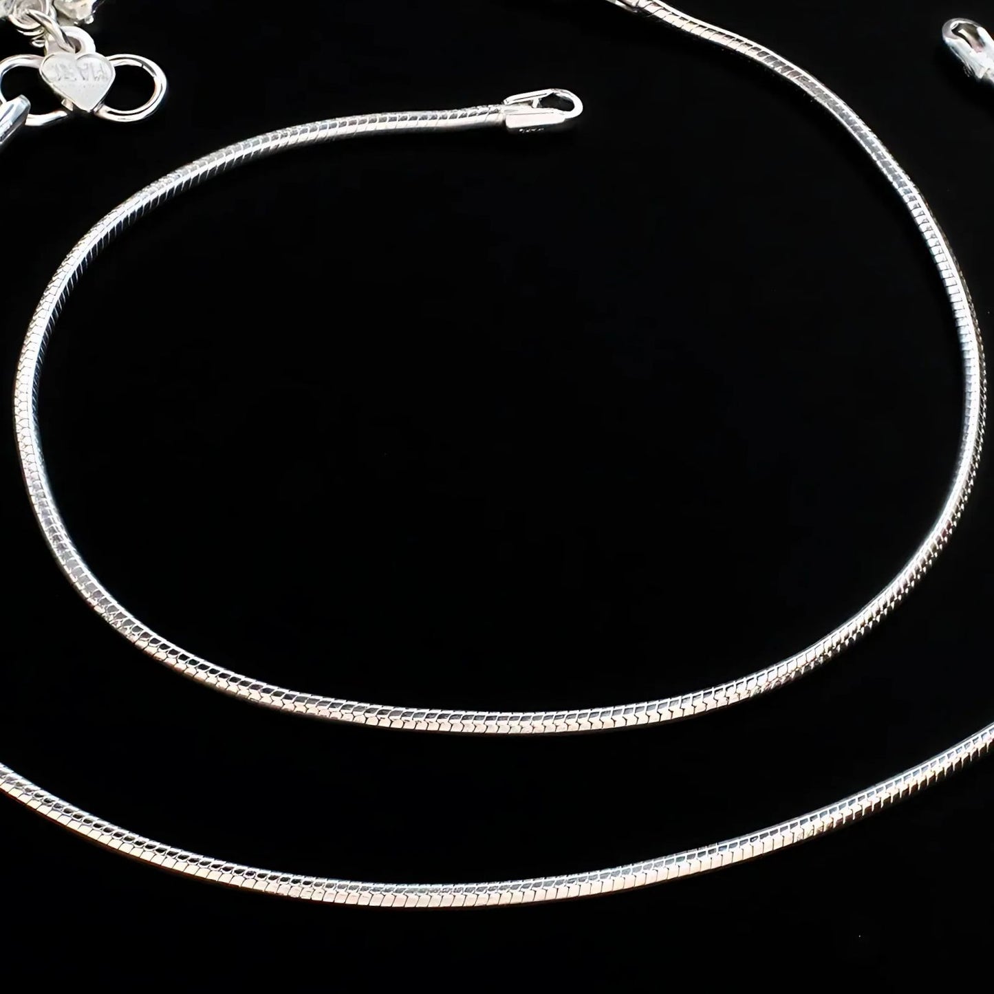 daily wear Real Silver women snake style chain Anklet Payal Pair 10.3"