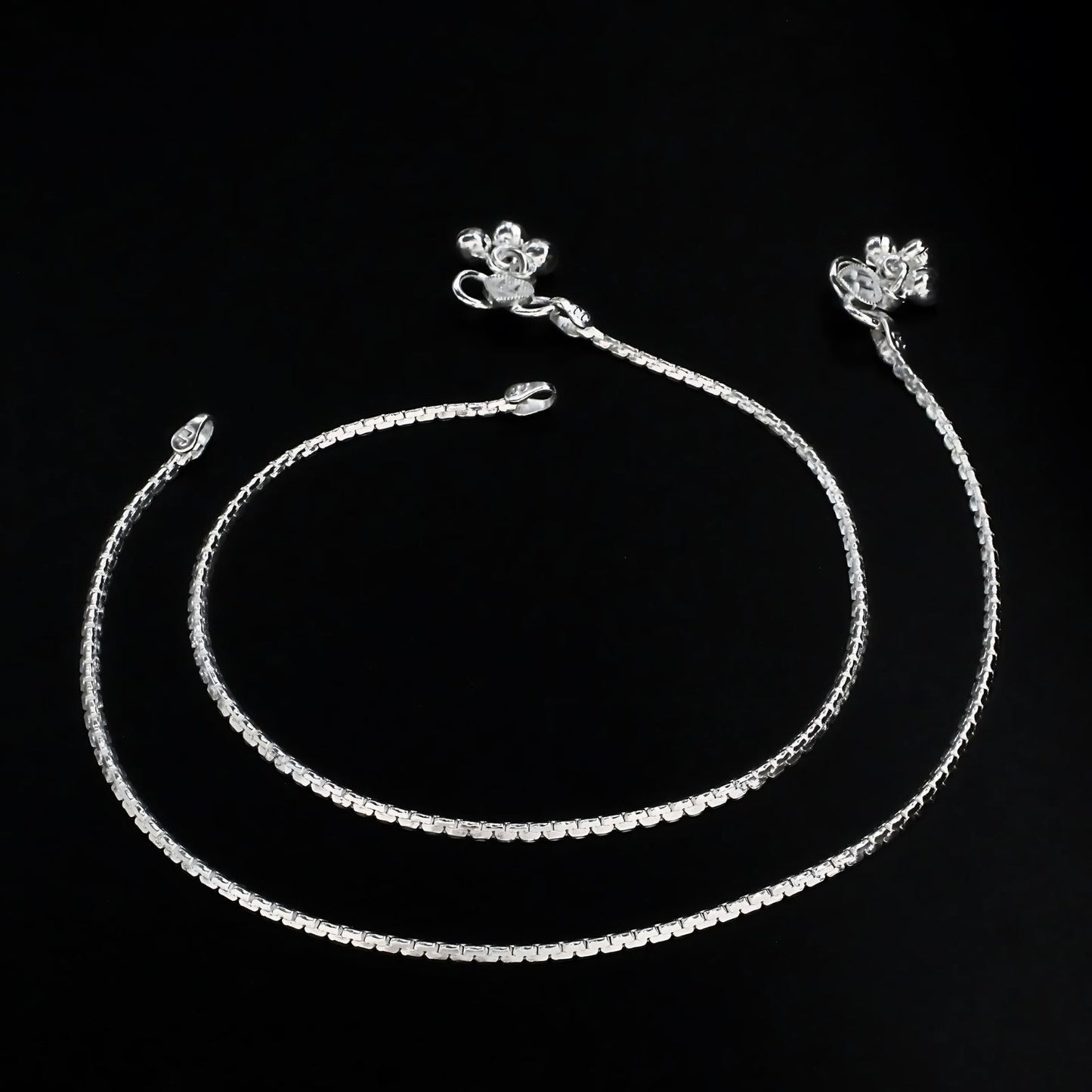 Real Silver women trendy Anklet Pajeb Pair 10.3"