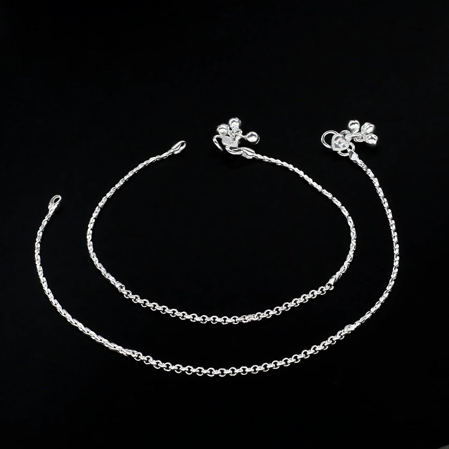 Real Silver women unique Anklet Payal Pair 10.3"