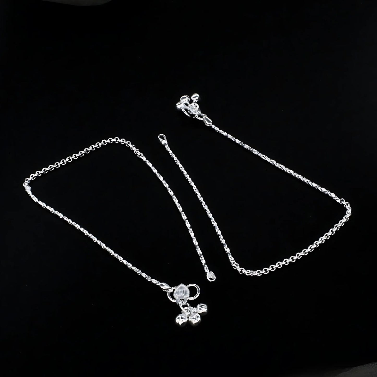Real Silver women unique Anklet Payal Pair 10.3"